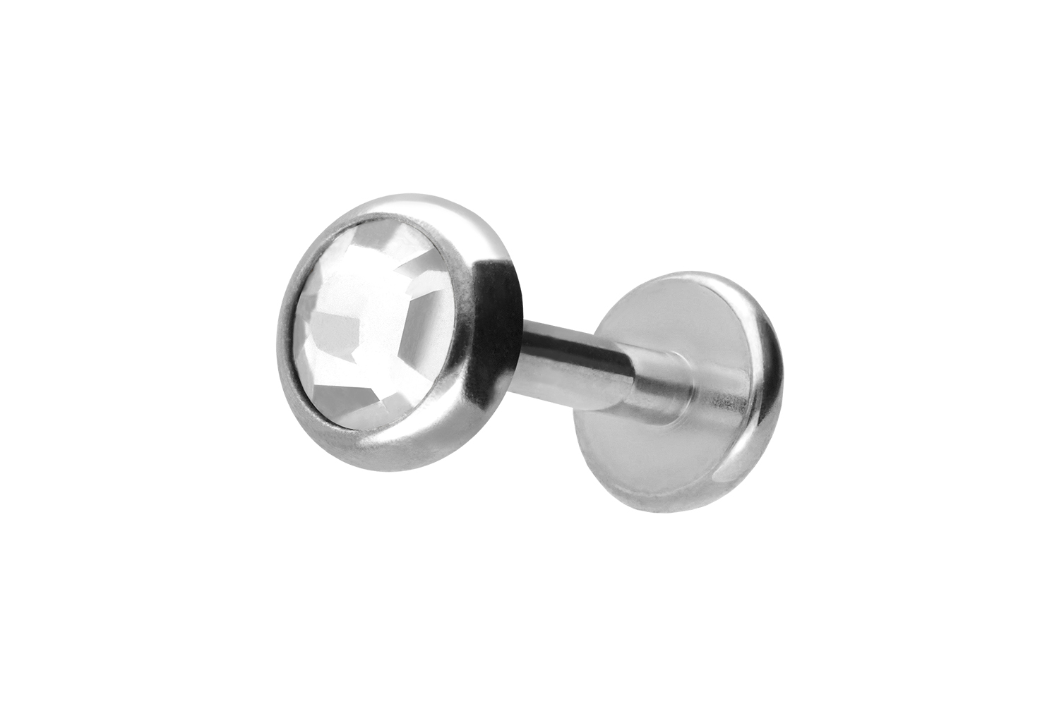 Titan Labret Piercing mit Innengewinde KRISTALLDISC